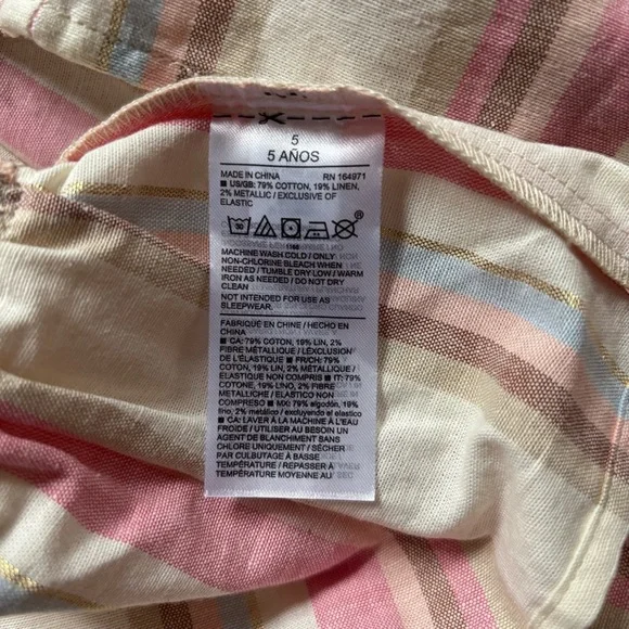 Janie and Jack Striped Linen Cotton Smocked Dress - Picture 4 of 5